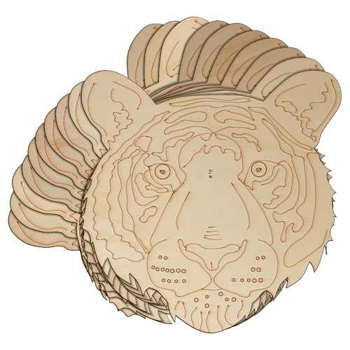 10 x Holz-Tigerkopf, 3 mm, Safari-Tiere (10 x 10 cm, ohne Loch) von Infinite Crafts Design Resources