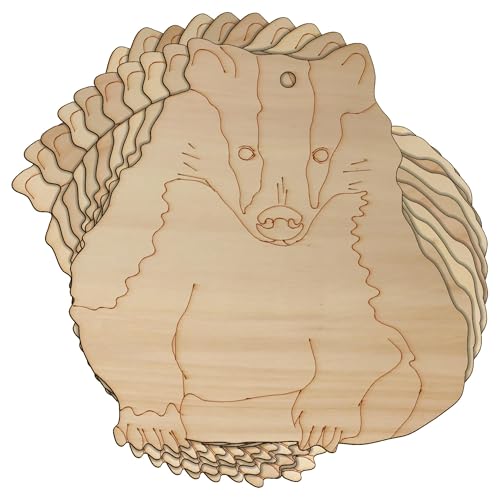 10 x Holzdachs, europäische stehende Vorderseite, Bastelform, 3 mm lagig, Wildtiere (18 x 15,5 cm, Loch oben mittig) von Infinite Crafts Design Resources