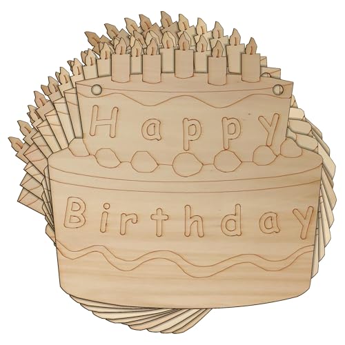 10 x Holzformen "Happy Birthday", 3 mm, Sperrholz, zum Kochen, Pudding, Party (12 x 12 cm, 2 Löcher an den oberen Ecken) von Infinite Crafts Design Resources