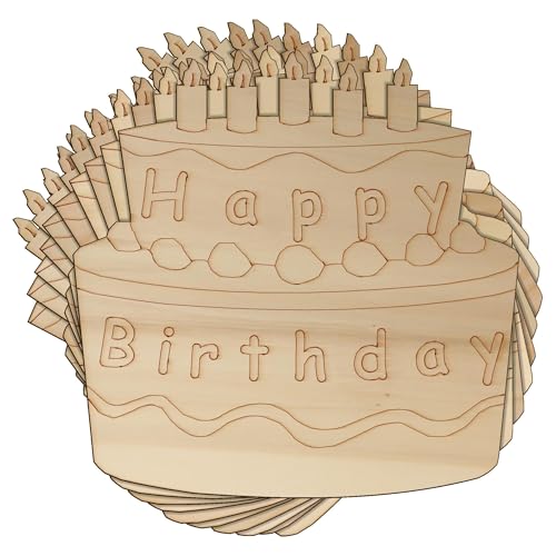 10 x Holzformen "Happy Birthday", 3 mm, Sperrholz, zum Kochen, Pudding, Party (12 x 12 cm, ohne Loch) von Infinite Crafts Design Resources