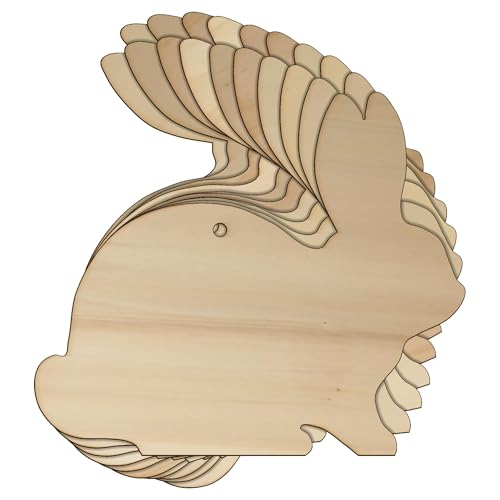 10 x Holzkaninchen sitzend Seitenansicht A einfarbige Bastelform 3 mm Ply Tiere Haustiere (20 x 23,6 cm, Loch oben mittig) von Infinite Crafts Design Resources