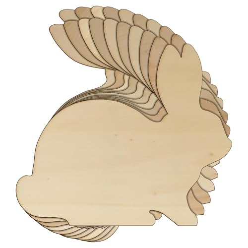 10 x Holzkaninchen sitzend Seitenansicht A einfarbige Bastelform 3 mm Ply Tiere Haustiere (20 x 23,6 cm, ohne Loch) von Infinite Crafts Design Resources