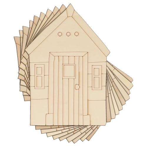 10 x Holzstrandhütte, quadratische Fensterform, 3 mm lagig, Urlaub am Meer (20 x 14 cm, ohne Loch) von Infinite Crafts Design Resources