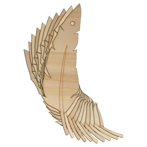 10 x Vogelfedern aus Holz, leichte Bastelform, 3 mm Schichten, Wildtiere (15 x 4,5 cm, Loch oben mittig) von Infinite Crafts Design Resources