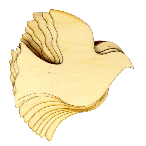 10 x einfache Taube aus Holz, 3 mm, Sperrholz, Frieden und Liebe, Vogel (6 x 7,5 cm, ohne Loch) von Infinite Crafts Design Resources
