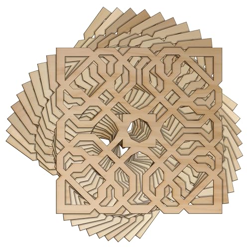 10 x marokkanische quadratische Holzknoten, Bastelform, 3 mm, geometrische Formen (12 x 12 cm) von Infinite Crafts Design Resources