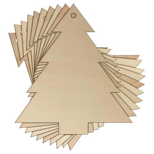 10 x spitzer Weihnachtsbaum aus Holz, 3 mm lagig, Weihnachtskrippe (12 x 10,8 cm, Loch oben mittig) von Infinite Crafts Design Resources