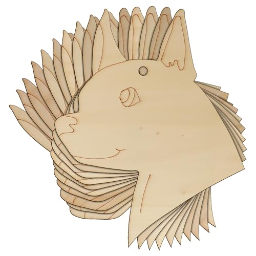 Chihuahua-Hundekopf aus Holz, 3-lagig, 18 x 14,4 cm, Loch oben in der Mitte, 10 Stück von Infinite Crafts Design Resources