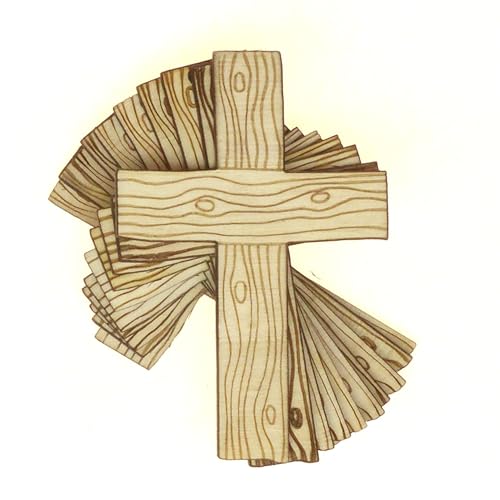 Christliches Holzkreuz mit Holzoptik, 3 mm Sperrholz (15 x 9,9 cm, ohne Loch), 10 Stück von Infinite Crafts Design Resources