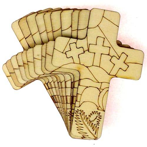 Christliches Holzkreuz mit Kreuzigungsdesign, Bastelform, 3 mm Sperrholz (10 x 7 cm, ohne Loch), 10 Stück von Infinite Crafts Design Resources