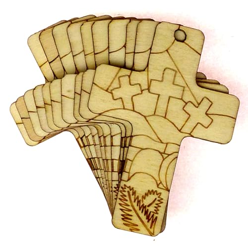 Christliches Holzkreuz mit Kreuzigungsdesign, Bastelform, 3 mm Sperrholz (18 x 12,6 cm, Loch oben mittig), 10 Stück von Infinite Crafts Design Resources