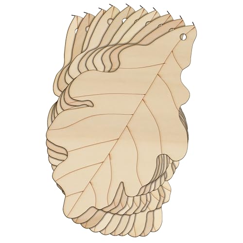 Eichenblätter, Holz, 3 mm, Sperrholz, englisches Quercus Robur-Blatt (4 x 3,1 cm, Loch oben mittig), 10 Stück von Infinite Crafts Design Resources