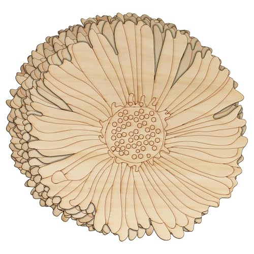 Holz-Asterblumenkopf, Bastelform, 3 mm, Pflanze, Botanik, 20 x 20 cm, ohne Loch, 10 Stück von Infinite Crafts Design Resources