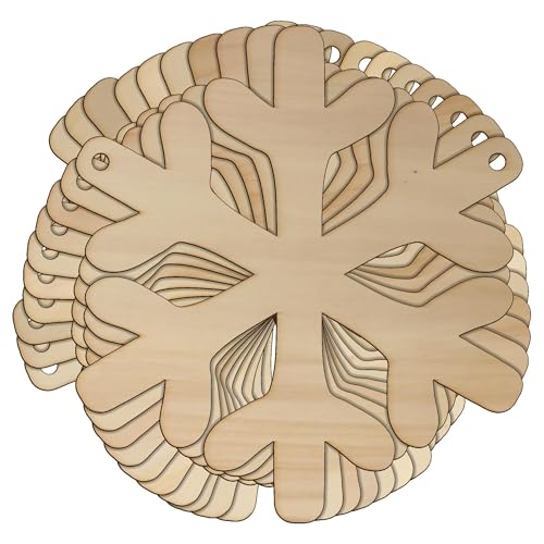 Holz-Schneeflocken-Formen, 3 mm, Sperrholz, Weihnachtsdekoration, Stil F (8 x 8 cm, 2 Löcher oben Ecken), 10 Stück von Infinite Crafts Design Resources