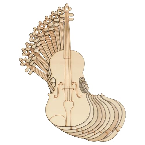 Holzformen für Violine, Musikinstrument, 3 mm, Sperrholz, Musik, Hobby (8 x 2,7 cm, Loch oben mittig), 10 Stück von Infinite Crafts Design Resources