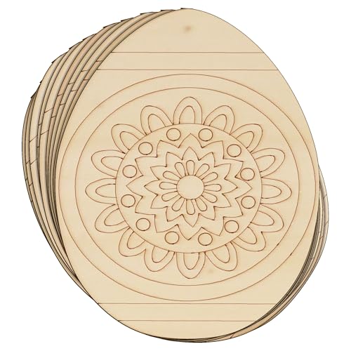 Osterei aus Holz mit Mandala-Blumenmuster, Bastelform, 3 mm Ply(20 x 16 cm, ohne Loch), 10 Stück von Infinite Crafts Design Resources