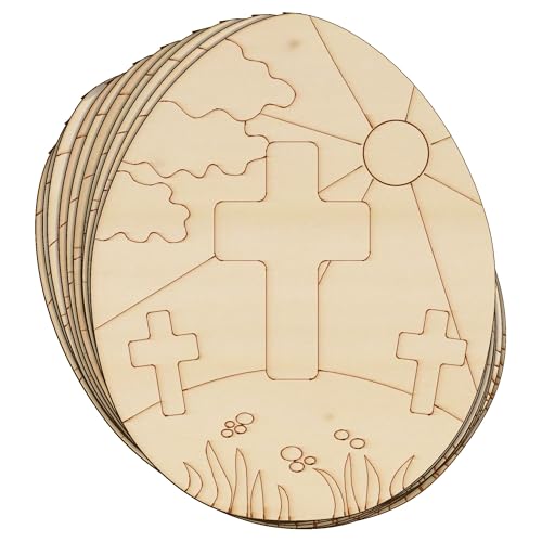 Ostereier aus Holz, Kreuzigung, 3 mm, 3 mm, 3 mm, Kreuze (5 x 4 cm, ohne Loch), 10 Stück von Infinite Crafts Design Resources