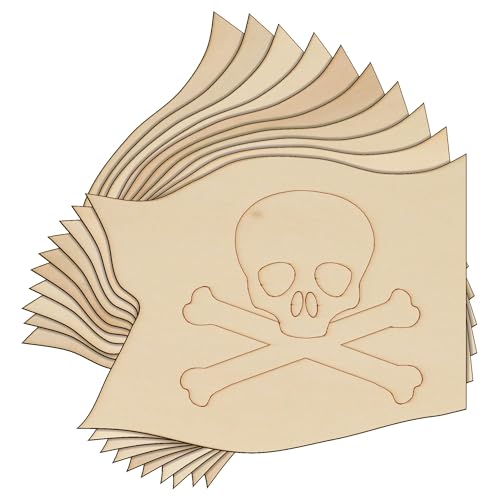 Piratenflagge, Holz, 3 mm, Sperrholz, Totenkopf, Kostüm (20 x 26 cm, ohne Loch), 10 Stück von Infinite Crafts Design Resources