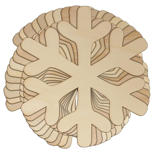 Schneeflocken-Formen aus Holz, 3 mm, Sperrholz, Weihnachtsdekoration, Stil F (12 x 12 cm, ohne Loch), 10 Stück von Infinite Crafts Design Resources