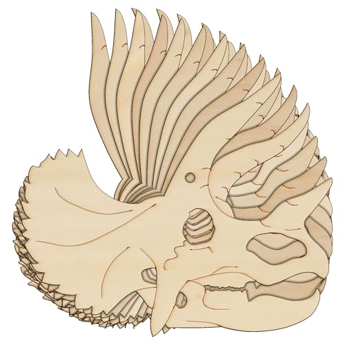 Triceratops-Totenkopf-Bastelformen, 3 mm, Sperrholz, Dinosaurier-Fossilkopf (10 x 11,8 cm, Loch oben mittig), 10 Stück von Infinite Crafts Design Resources