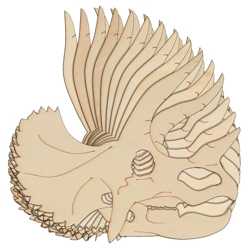 Triceratops-Totenkopf-Bastelformen, 3 mm, Sperrholz, Dinosaurier-Fossilkopf (10 x 11,8 cm, ohne Loch), 10 Stück von Infinite Crafts Design Resources