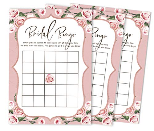 Inkdotpot 50 Blumen Brautkleides Bingo-Spiel Karten für Brautpolterabend Bachelorette Party Bulk leeres Quadrat Fill in Geschenkideen von Inkdotpot