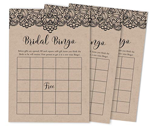 Inkdotpot 50 Victorian Black Lace Kraft Bingo-Spiel-Karten Für Braut-Polterabend Bachelorette Party Groß Blank Platz Fill In-Geschenk-Ideen von Inkdotpot