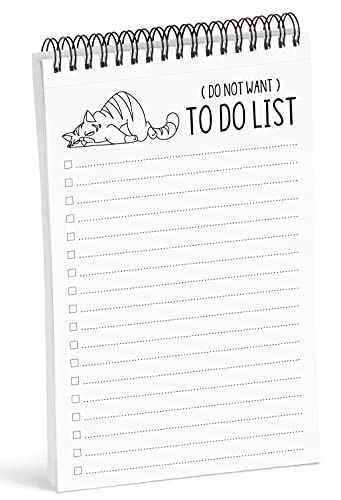 Inkdotpot To Do List Notepad – 6 "X 9" Paper Stationery, Cat Spiral Notepad Tägliche Checkliste – Ziele – Erinnerungen – Notizen – Motivational Organizer Planner List Pad – Notepad Tear Off (50 Blatt) von Inkdotpot