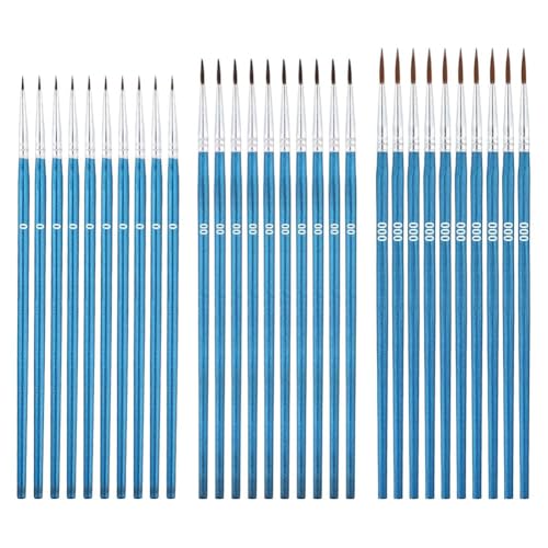 Inkoby 45 Stück Kleine Detailpinsel, 3 Größen 0 00 00 Fein Gefütterte Pinsel zum Malen, Basteln, Aquarell, Acryl, Ölgemälde D von Inkoby