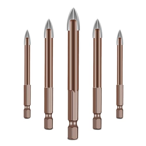 Inkoby 5PCS -Mauerbohrer -Mauerbohrer Dreieck-Bohrer mit Sechskantschaft mit Sechskantschaft 5PCS 3 4 5 6 7mm Titanbohrer von Inkoby