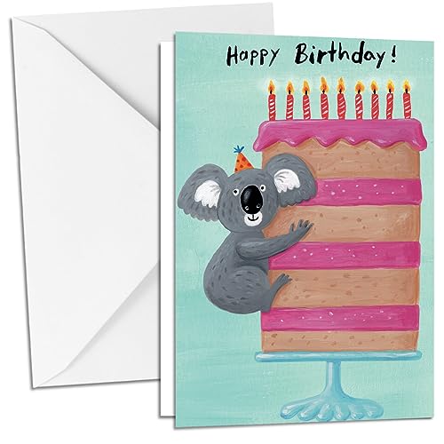 Inkognito Klappkarte Grußkarte inkl. Umschlag | Anlass: ''zum Geburtstag'', Motiv: Koala ''Happy Birthday/Koala'' | Künstler: Nastja Holtfreter | Art-Nr.: 38616-5 | vom Berliner Verlag von Inkognito