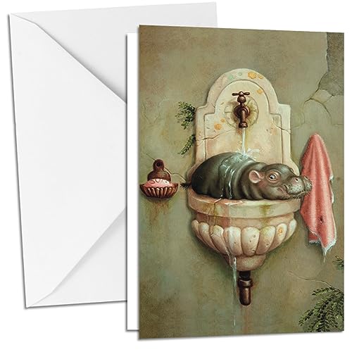Inkognito Klappkarte mit Umschlag C6- (11,5 x 17 cm) • 17837-5 ''Unterm Wasserhahn Künstler Suzan Visser • Fantastik • Tiere von Inkognito