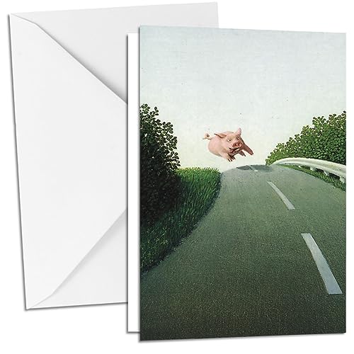 Inkognito Klappkarte mit Umschlag C6- (11,5 x 17 cm) • 7558 ''Autobahnsau Künstler Michael Sowa • Tiere • Satire von Inkognito