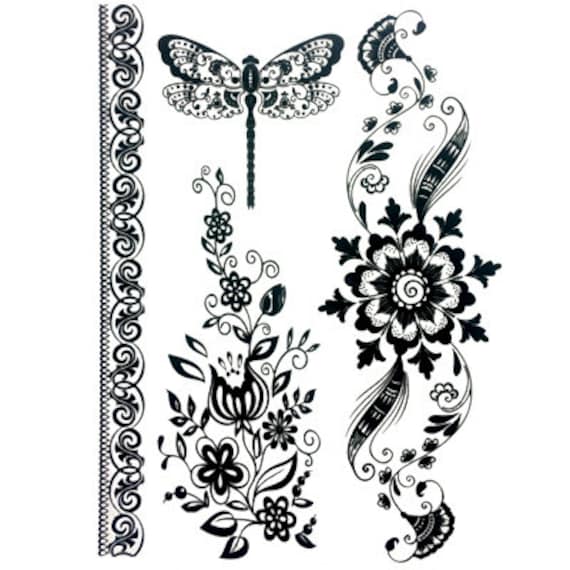 Henna Gemustert Temporäre Transfer Tattoo Set A5 - Body Hand Art Schmuck Hochzeit Schneller Versand von Inkweartattoos