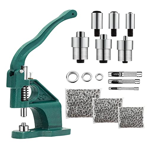 1500 Ösen Ösenpresse Ösenstanze Nietenpresse Druckknopfpresse Handpresse Set mit 3 Matrizen 6/10/12 mm und 3 Locher für Ösen Nieten Textilien Leder Vorhänge von Inncen