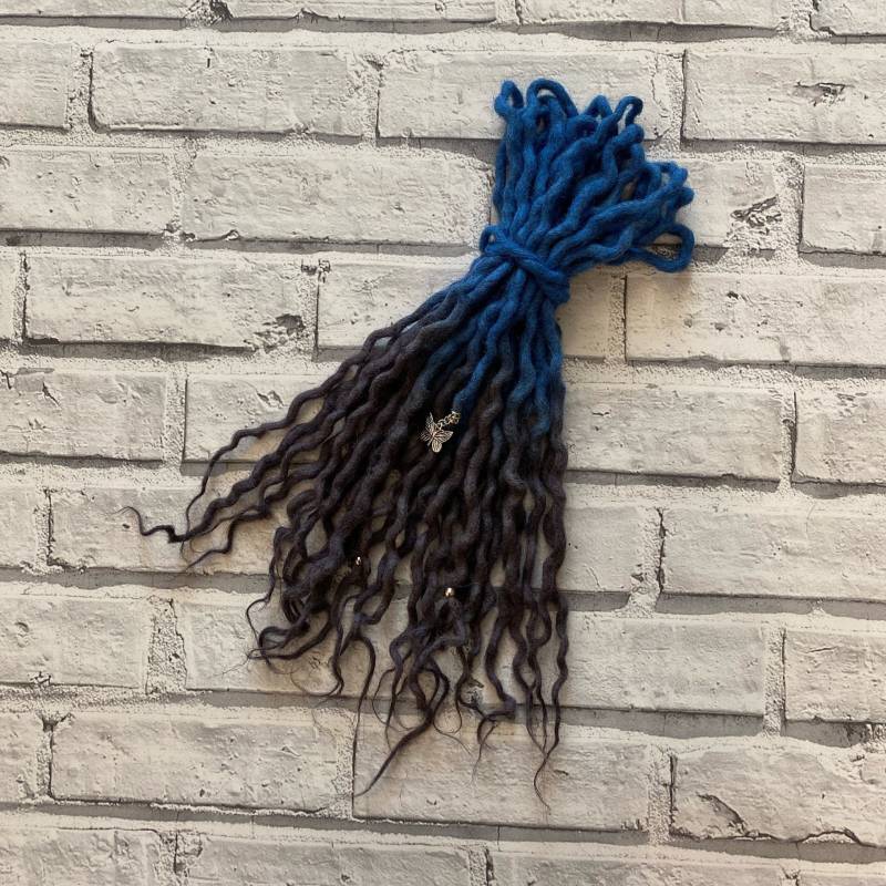 Blau & Kohle - 14 Dreadlocks Aus Wolle 14-15 Zoll Versandfertig von InnerSpiritBoho