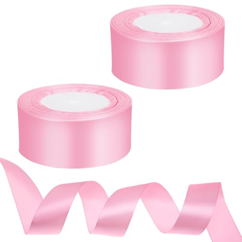 2 stück Rosa Satinband, 22m X 40 mm Hellrosa Geschenkbänder Dekoration Bänder, Geschenkband Breit Stoff Schleifenband für Hochzeit, Party, Weihnachten, Basteln von InnoHHustle