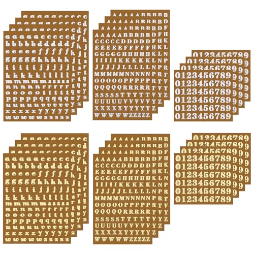 24 Blätter kleine Buchstabenaufkleber Mini Harz Buchstaben Aufkleber Glitzer Zahlen Aufkleber Wasserfeste Metallic Alphabet Zahlenaufkleber Selbstklebend Etiketten für Scrapbook DIY (Gold, Silber) von InnoHHustle