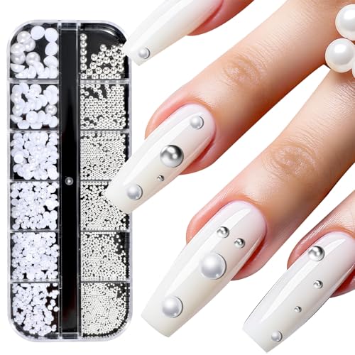 12 Raster Nagel Charms, Nail Art Strasssteine Nagel Perlen Weiß Nageldesign Zubehör Perle Nail Art 3D Weiß Perlen Nägel Beads 12 Raster Nagel Charms, Nail Art Strasssteine Nagel Perlen Weiß Nageldesign Zubehör Perle Nail Art 3D Weiß Perlen Nägel Beads von InnoHHustle