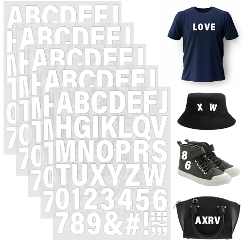 Buchstaben zum Aufbügeln 5 Blätter 250 Stück Buchstaben und Zahlen zum Aufbügeln A-Z und 0–9 Vinyl Buchstaben Aufbügeln Weiß Bügel Buchstaben Schriftzug zum Aufbügeln für DIY T-Shirt Kleidung Druck von InnoHHustle