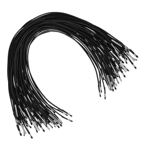 Elastische Widerhaken Cord, 50Stück Elastische Kordeln mit Metall Widerhaken Verschluss Schwarze Stretch Runde Schnur Weiche Dehnbare Kordel für Masken, DIY Partyhüte, Menüs, Buchbinden, Geschenktüten von InnoHHustle