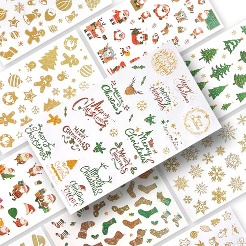 InnoSpring 332 Stück Weihnachten-Sticker,Weihnachtsaufkleber Glitzer,Weihnachtsaufkleber,Sterne-Aufkleber Weihnachten,Glas-Sticker Weihnachten,Fenstersterne zum Kleben,Sticker-Adventskalender von InnoSpring