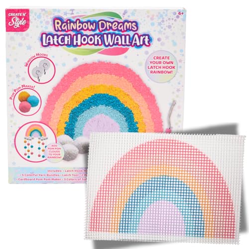 Innovative Designs Create N' Style Regenbogen-Knüpfhaken-Set, Bastelset für Mädchen, lustiges Bastelset für Kinder ab 6 Jahren von Innovative Designs