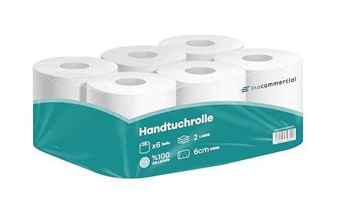 Inoverse Handtuchrollen, 2-lagig, 12 Rollen, Perforierte Papierhandtücher, 360 Blätter per Rolle, Innen und Außenabwicklung Papierrollen, Saugstark, 23 cm x 18 cm Blätter, Weiß von Inoverse