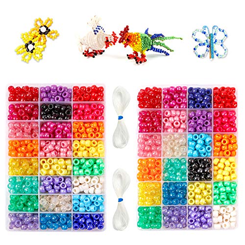 Pony Perlen (Pony Beads), ein Set mit 1.900 Stück 9mm Perlen in 24 Farben, mit elastischer Schnur, zur Herstellung von Perlenarmbändern, hergestellt von INSCRAFT von INSCRAFT
