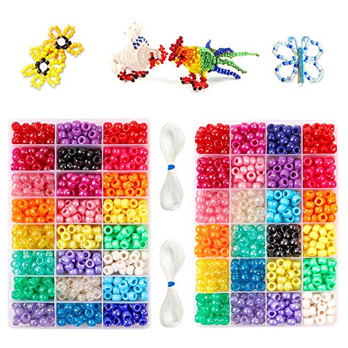 Pony Perlen (Pony Beads), ein Set mit 1.900 Stück 9mm Perlen in 24 Farben, mit elastischer Schnur, zur Herstellung von Perlenarmbändern, hergestellt von INSCRAFT von Inscraft