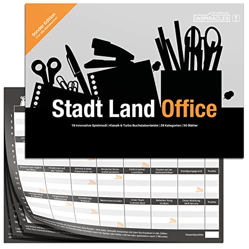 Inspiracles Stadt Land Office, Büro Gadgets - Ideales Büro büro Spielzeug und Anti Anti Stress Geschenk, Home Office Gadgets, Stadt Land Fluss DIN A4 Block, 50 Bögen für Beamte und Kollegen von Inspiracles