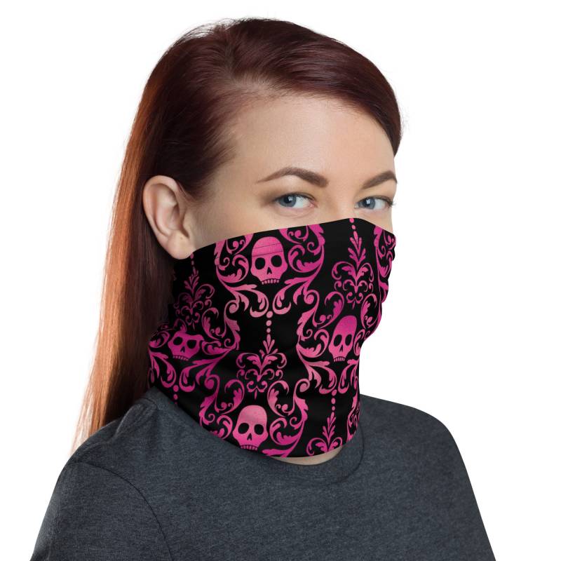 Gothic Skulls Schwarz & Hot Pink Hals Gaiter von InspiredRebellion