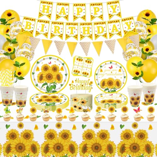 187 PCS Sonnenblumen Party Dekorationen Sonnenblume Party Zubehör Sonnenblume Party Dekorationen Sonnenblume Party Geschirr Set Servietten für Geburtstag Baby Dusche Dekorationen Serviert 20 von Inspireyee