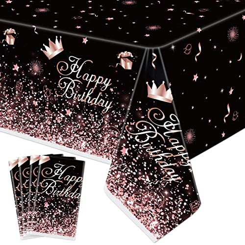 Inspireyee Schwarz und Roségold Konfetti Tischdecke (4 Stück), 86 x 51 Zoll Schwarz Roségold Geburtstag Party Tischdecken Geburtstag Party Supplies Tischdecke Party Dekorationen von Inspireyee